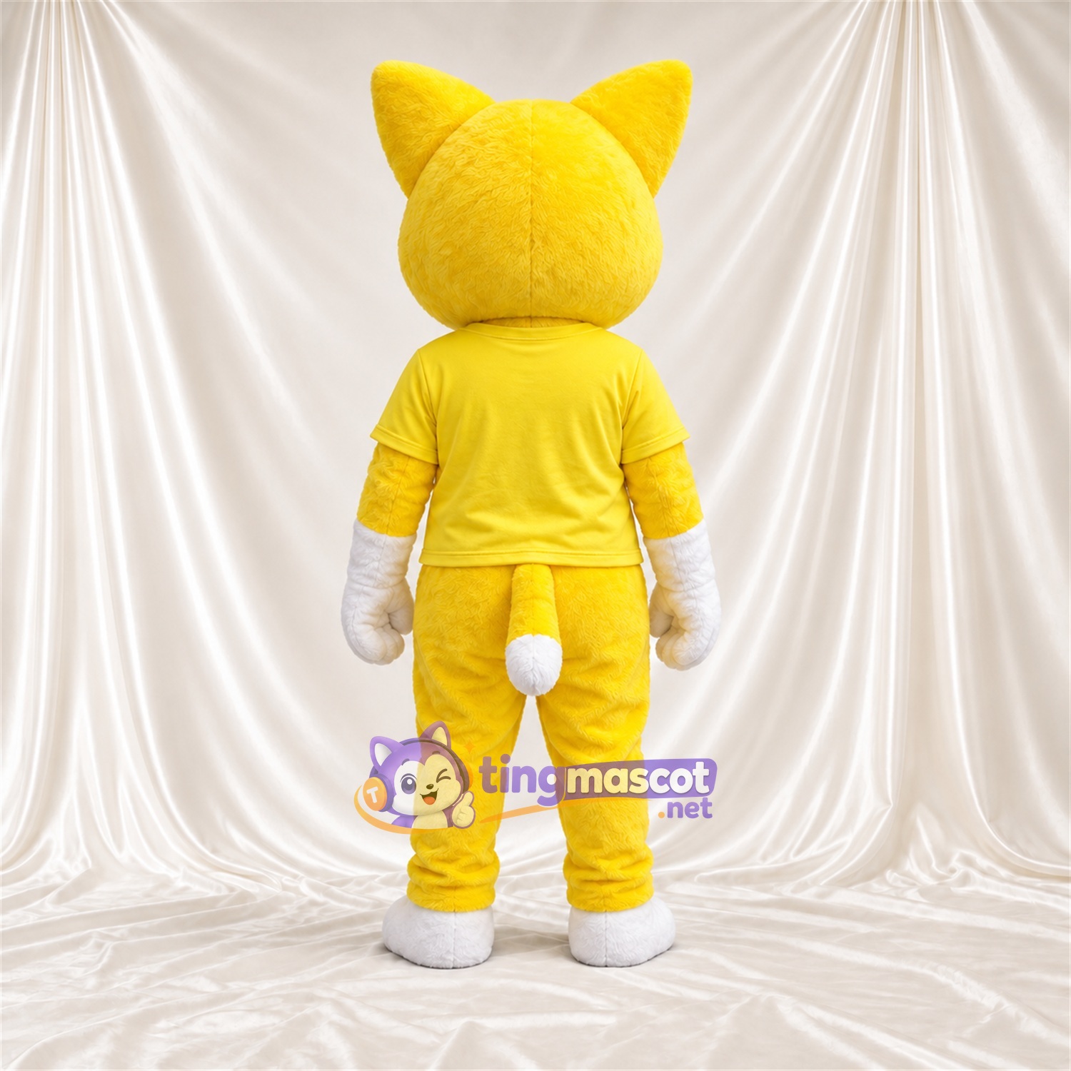 Costume de mascotte Chat – jaune / blanc – Survêtement (jaune); Gants (blanc) Costume de mascotte Chat – jaune / blanc – Survêtement (jaune); Gants (blanc)