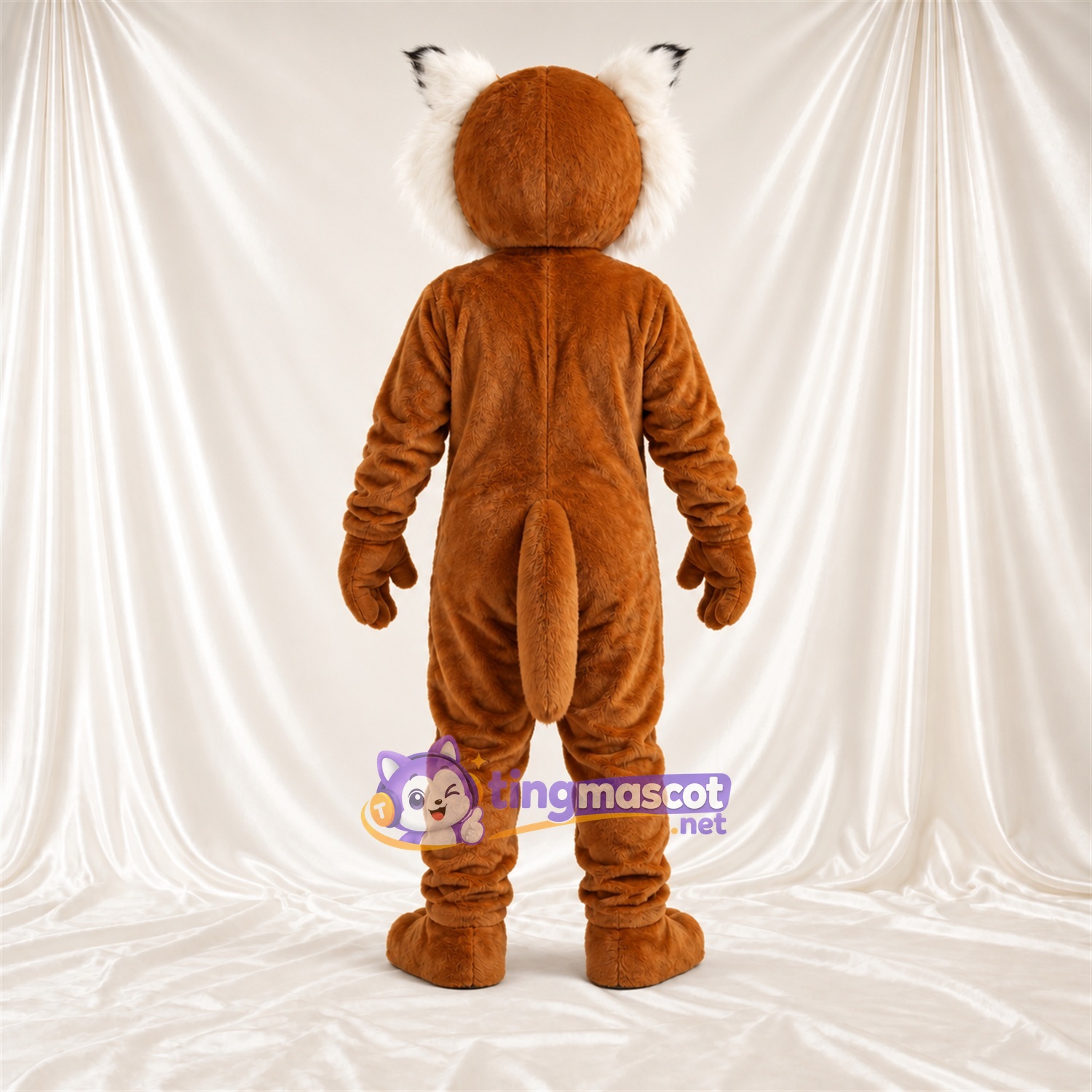 Brown and White Bobcat Mascot Costume - White Belly and Green Eyes Brown and White Bobcat Mascot Costume - White Belly and Green Eyes