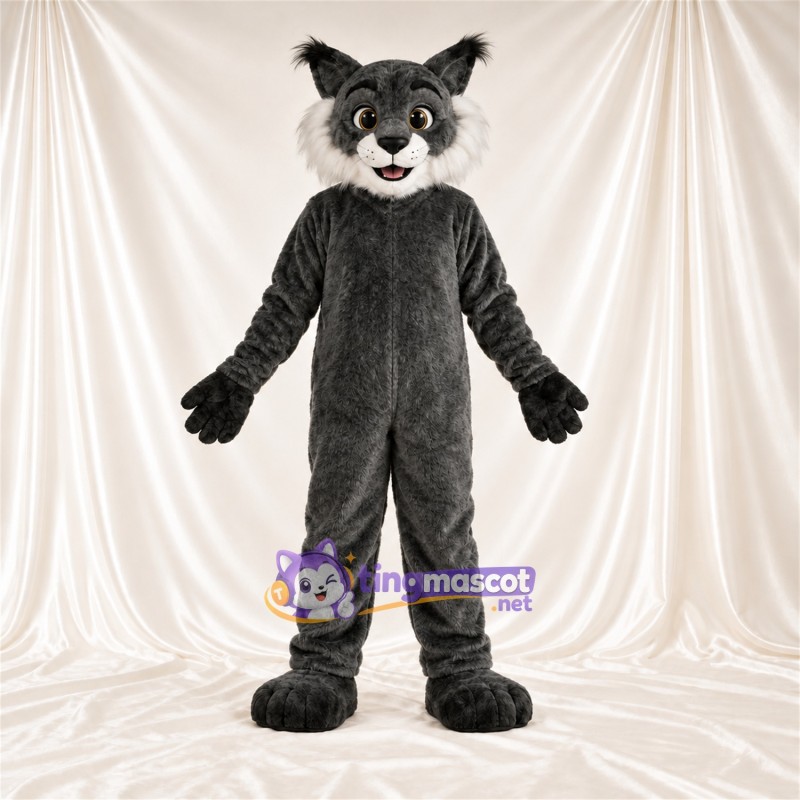 Costume de mascotte Chat – gris / blanc – Museau (blanc); Touffe sur la tête Costume de mascotte Chat – gris / blanc – Museau (blanc); Touffe sur la tête