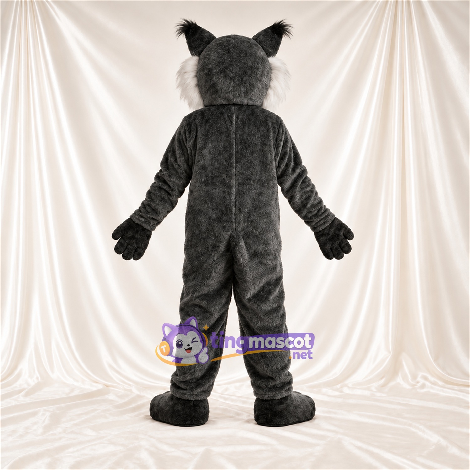 Costume de mascotte Chat – gris / blanc – Museau (blanc); Touffe sur la tête Costume de mascotte Chat – gris / blanc – Museau (blanc); Touffe sur la tête