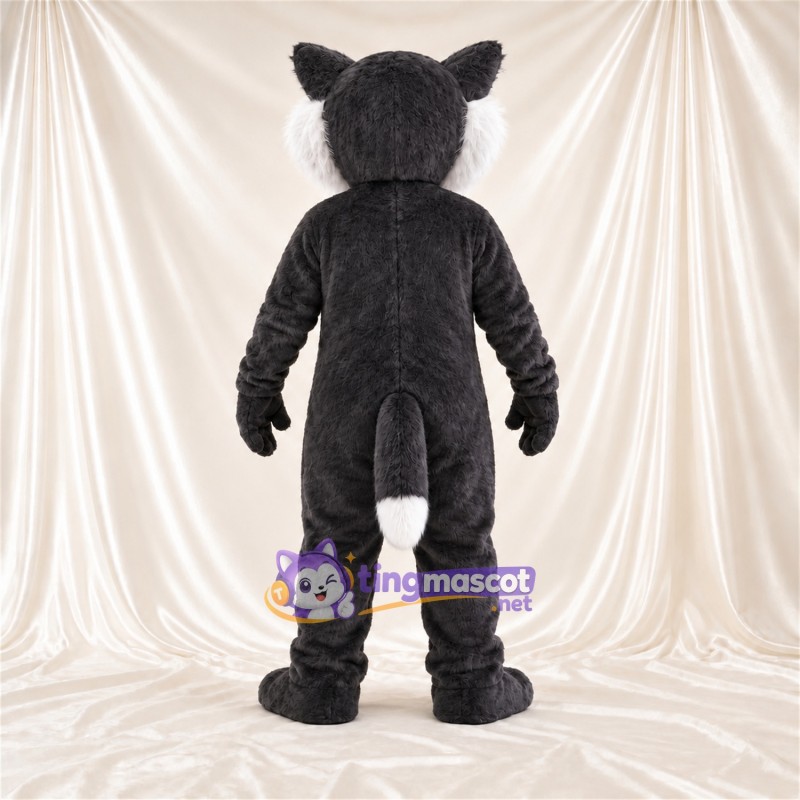 Costume de mascotte Chat – gris / blanc – Ventre (blanc); Bout de la queue (blanc)