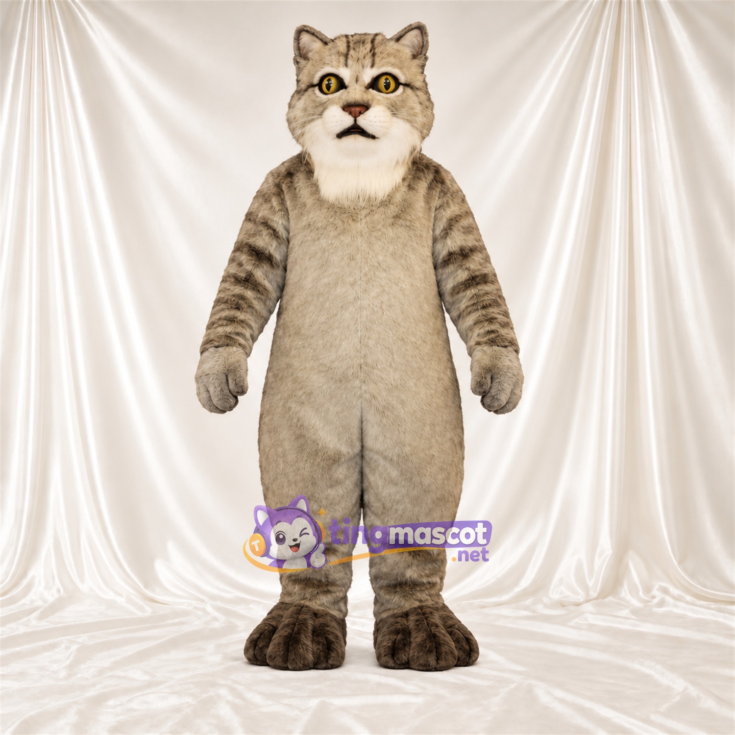 Maskottchenkostüm Katze – hellbraun / grau Maskottchenkostüm Katze – hellbraun / grau