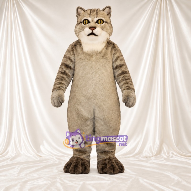 Maskottchenkostüm Katze – hellbraun / grau Maskottchenkostüm Katze – hellbraun / grau