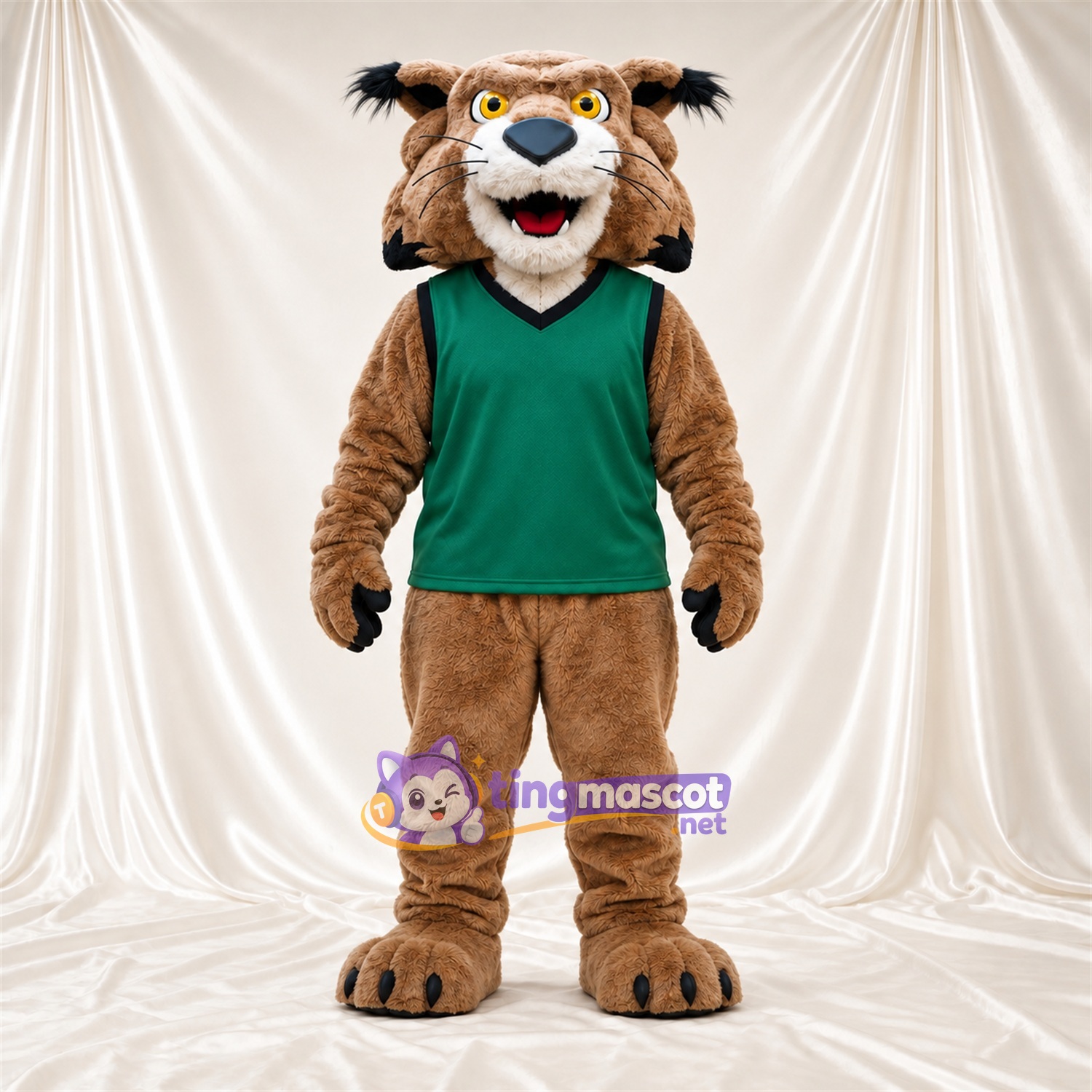 Costume de mascotte Lynx roux – brun clair – Chemise; Bout de la queue (noir) Costume de mascotte Lynx roux – brun clair – Chemise; Bout de la queue (noir)