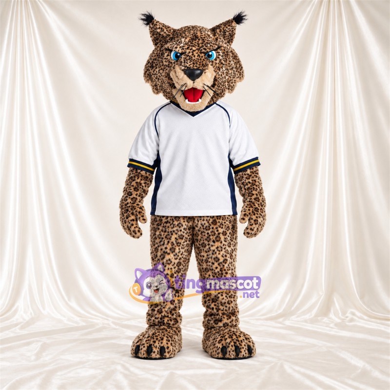 Costume de mascotte Lynx roux – marron / noir – Chemise; Yeux (bleu) Costume de mascotte Lynx roux – marron / noir – Chemise; Yeux (bleu)