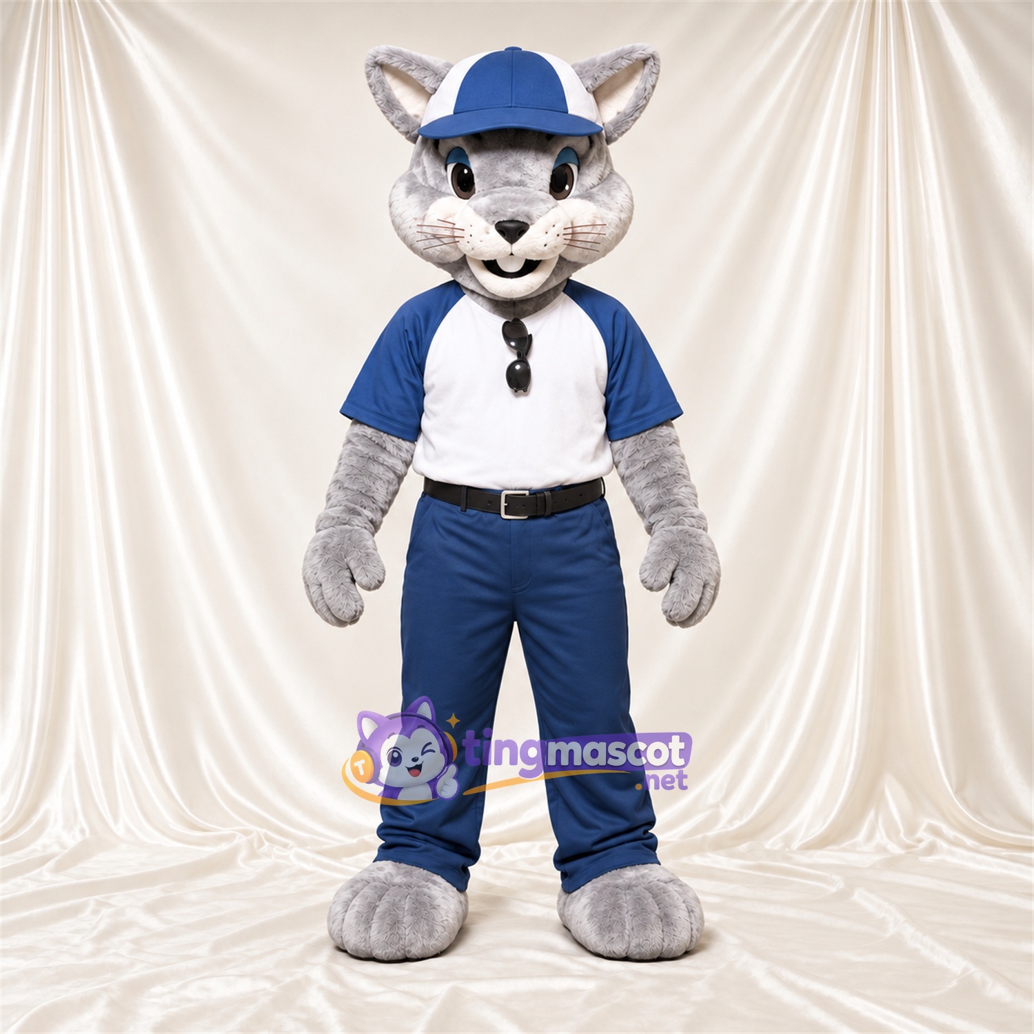 Costume de mascotte Chat – gris / blanc – Uniforme Costume de mascotte Chat – gris / blanc – Uniforme