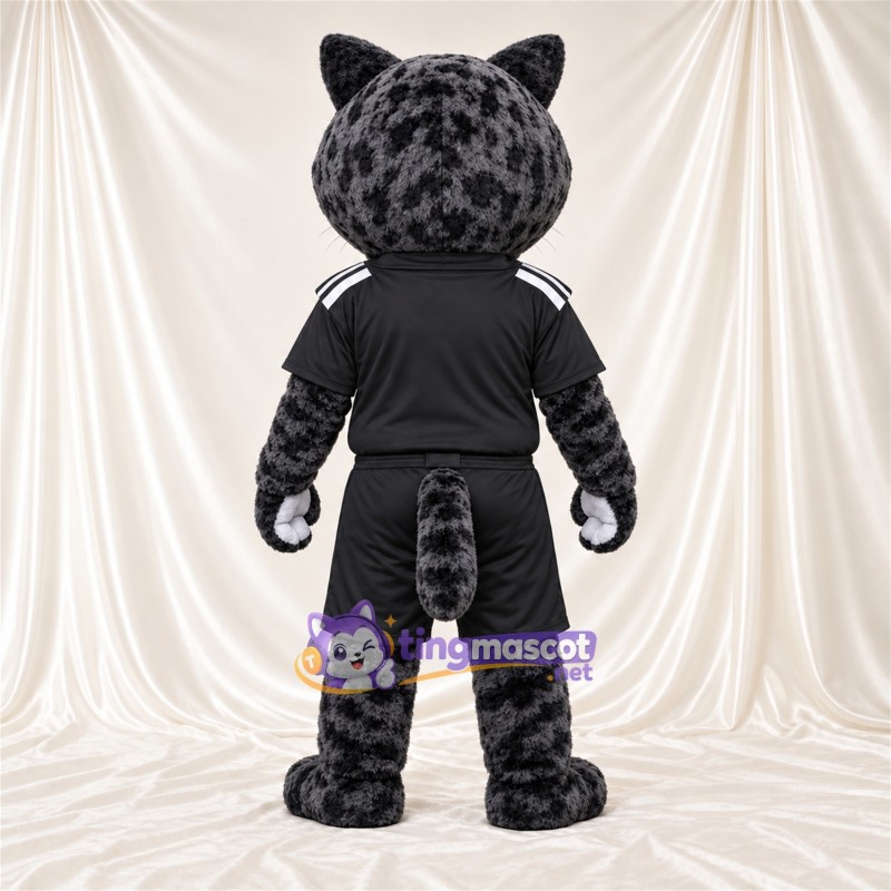 Maskottchenkostüm Gefleckte Katze – schwarz – Sporttrikot (schwarz) Maskottchenkostüm Gefleckte Katze – schwarz – Sporttrikot (schwarz)