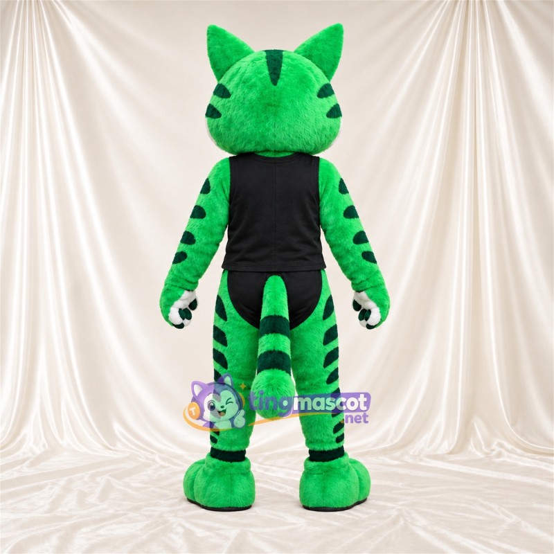 Maskottchenkostüm Tiger – grün / schwarz – Sporttrikot (schwarz) Maskottchenkostüm Tiger – grün / schwarz – Sporttrikot (schwarz)