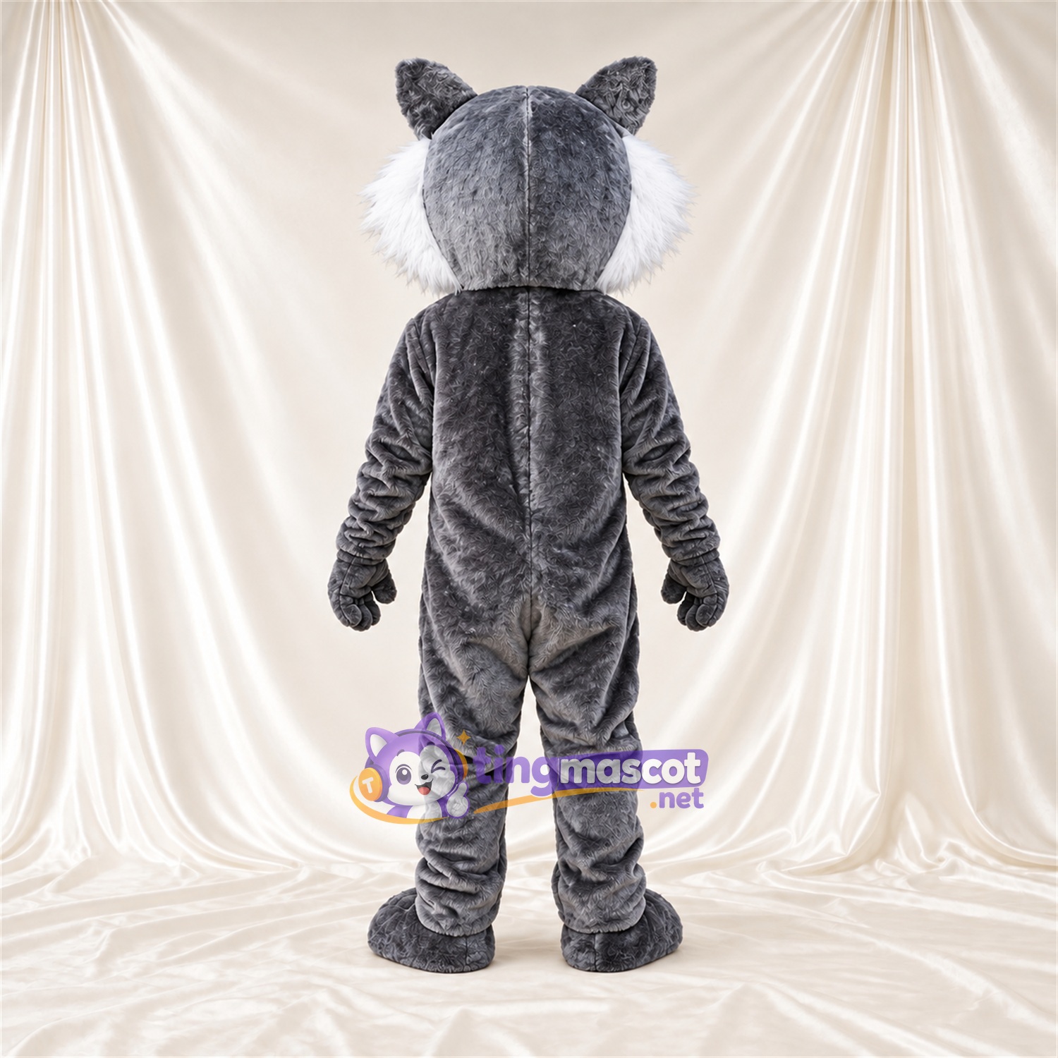 Costume de mascotte Chat – gris / blanc – Museau (blanc); Joues (blanc) Costume de mascotte Chat – gris / blanc – Museau (blanc); Joues (blanc)