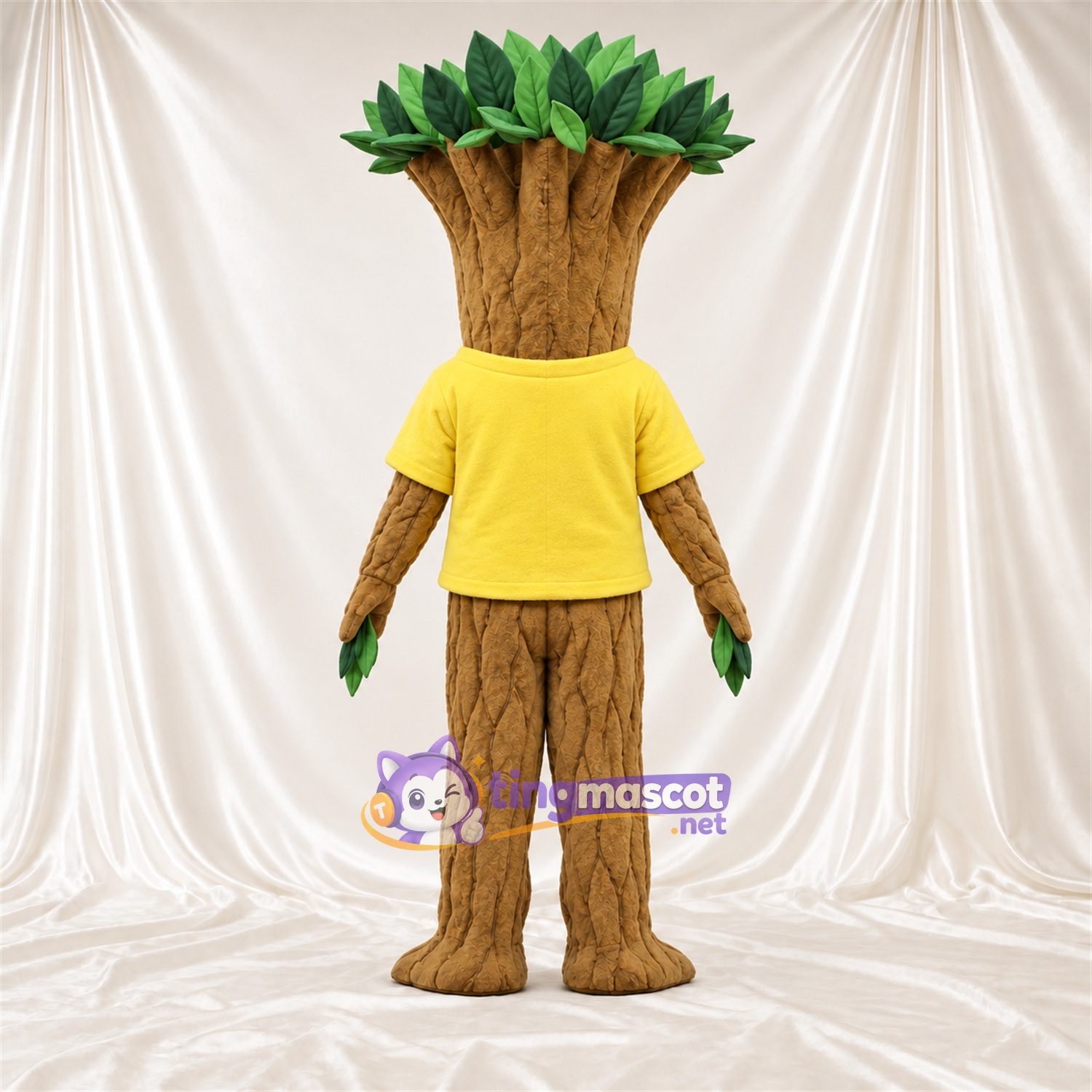 Brown and Green Tree Mascot Costume - Yellow Shirt Brown and Green Tree Mascot Costume - Yellow Shirt
