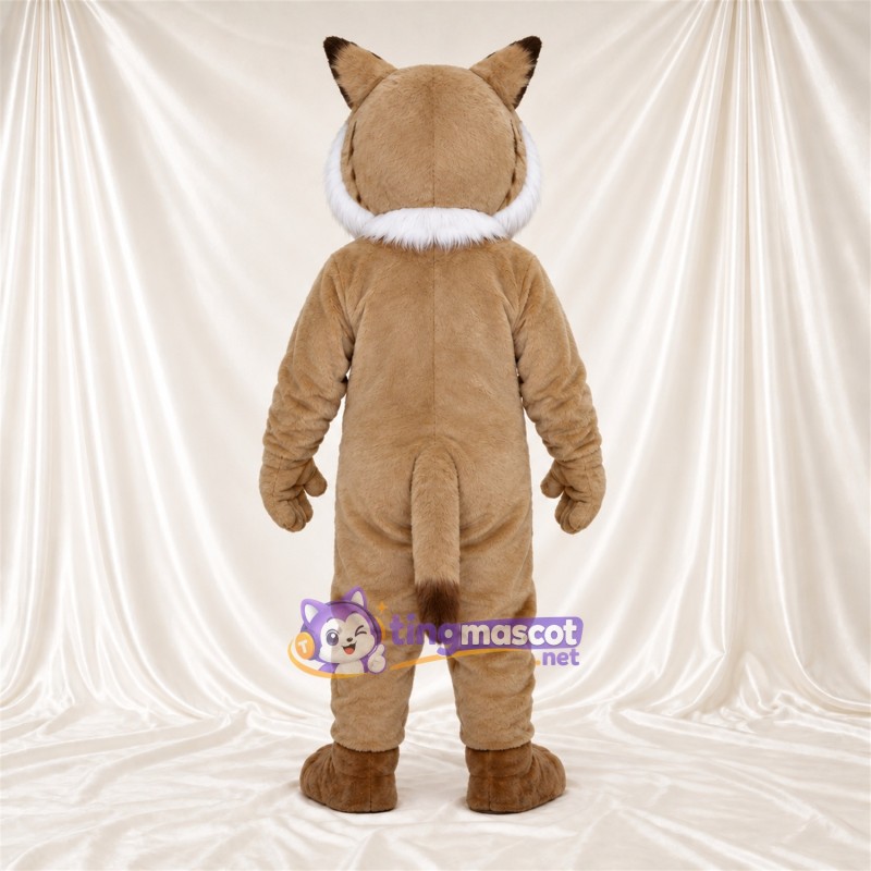 Costume de mascotte Chat sauvage – brun clair / blanc – Ventre (blanc); Collerette (blanc) Costume de mascotte Chat sauvage – brun clair / blanc – Ventre (blanc); Collerette (blanc)