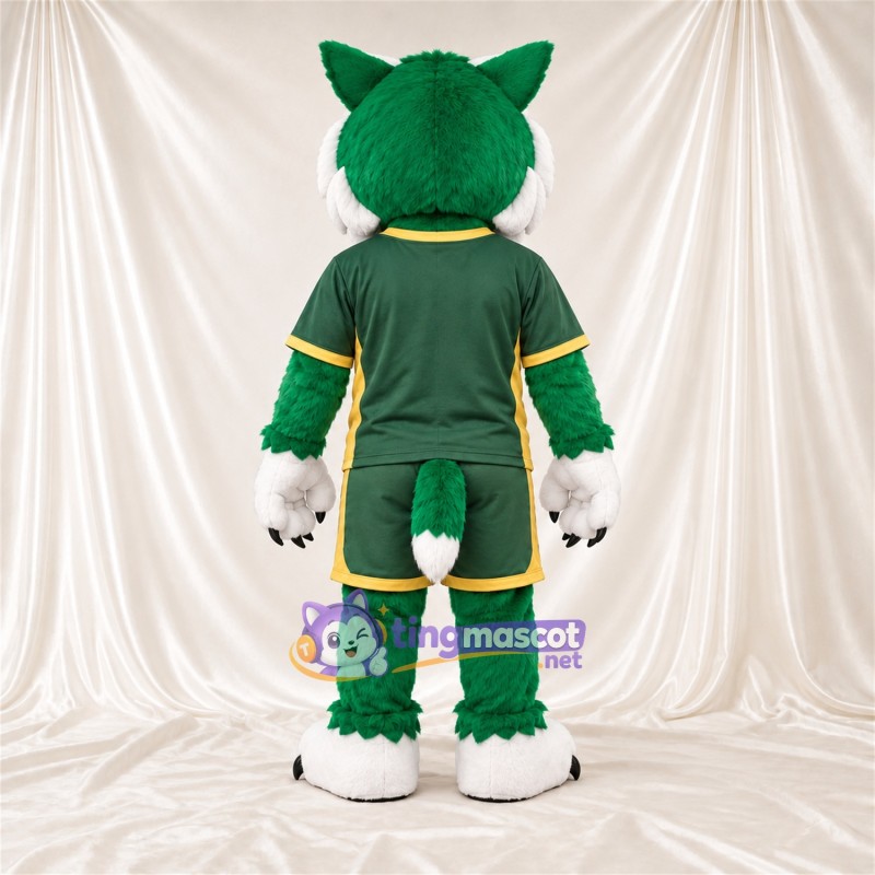 Costume de mascotte Chat sauvage – vert / blanc – Tenue de sport (vert) Costume de mascotte Chat sauvage – vert / blanc – Tenue de sport (vert)