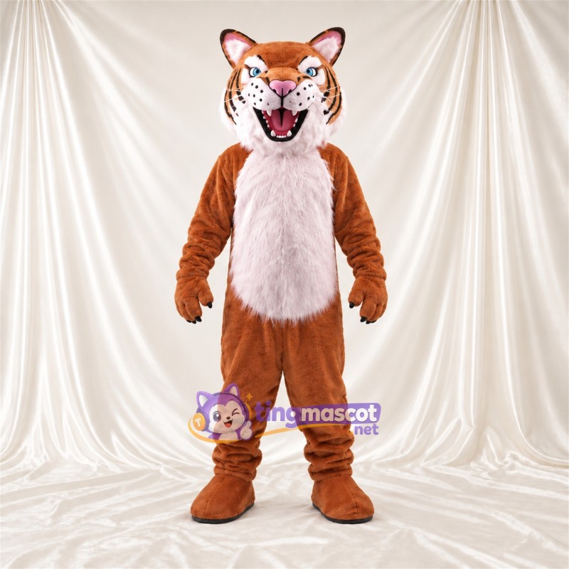 Costume de mascotte Chat sauvage – orange / blanc Costume de mascotte Chat sauvage – orange / blanc