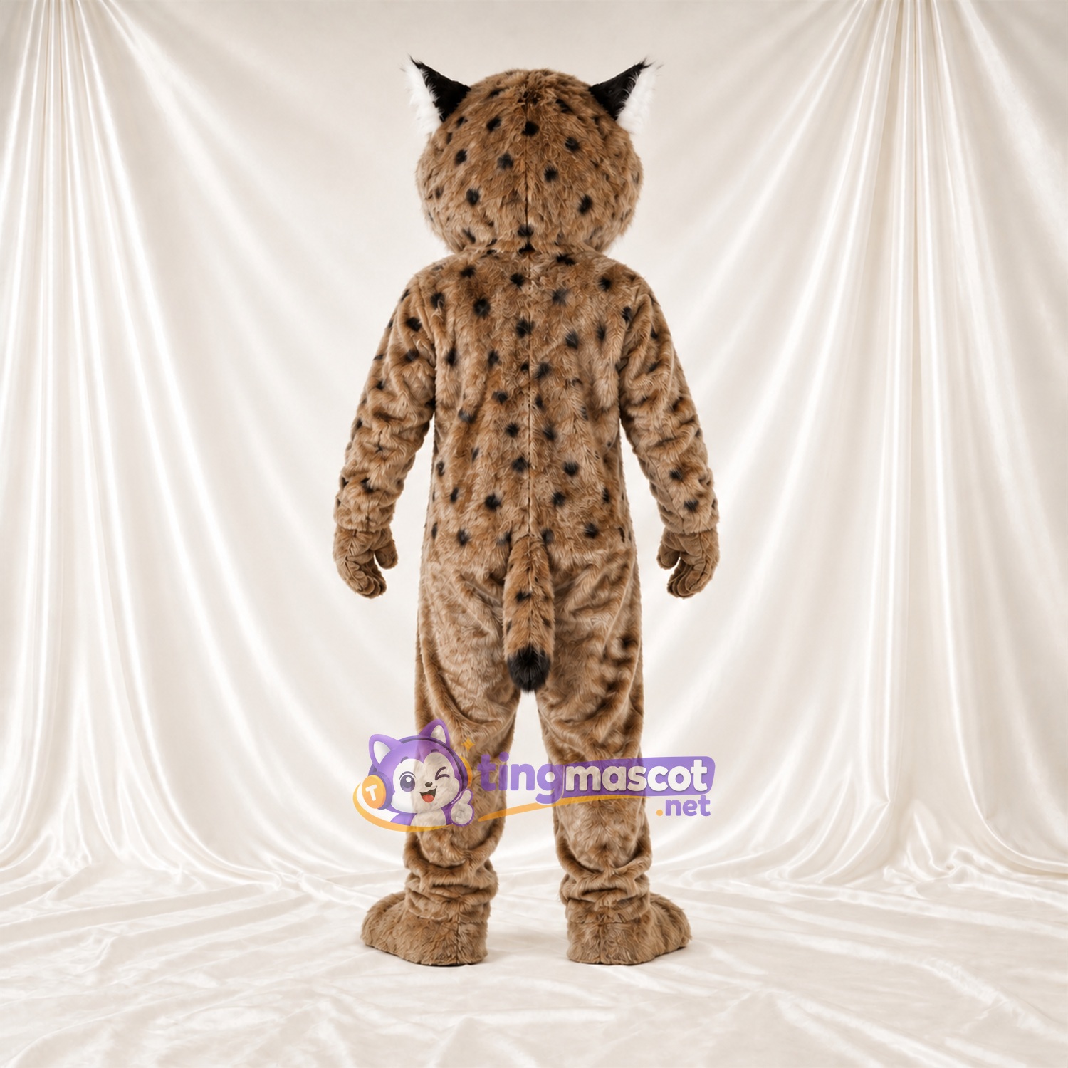 Costume de mascotte Chat sauvage – brun clair / noir Costume de mascotte Chat sauvage – brun clair / noir