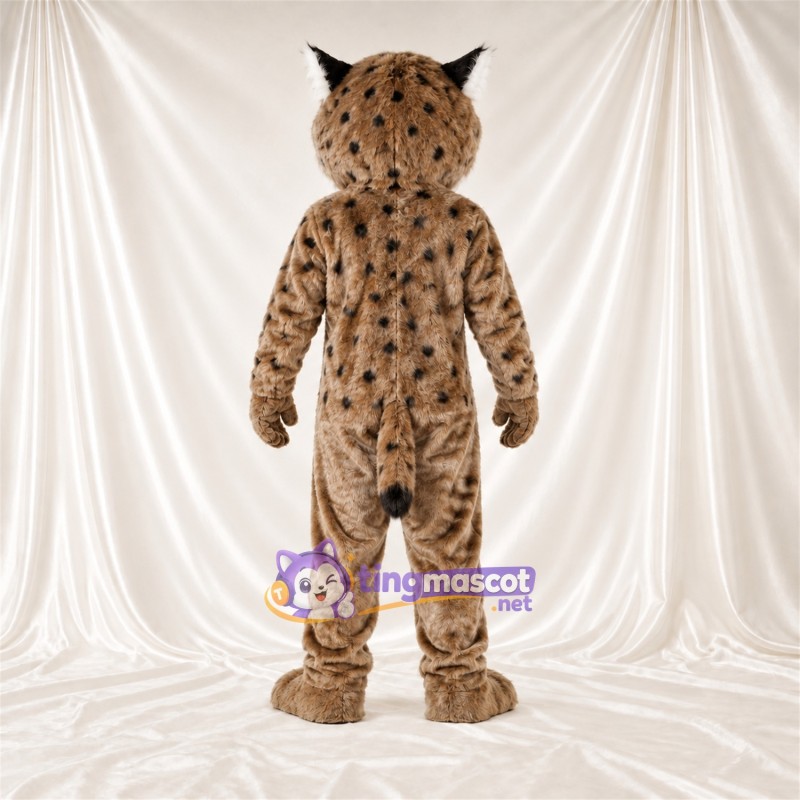 Costume de mascotte Chat sauvage – brun clair / noir Costume de mascotte Chat sauvage – brun clair / noir