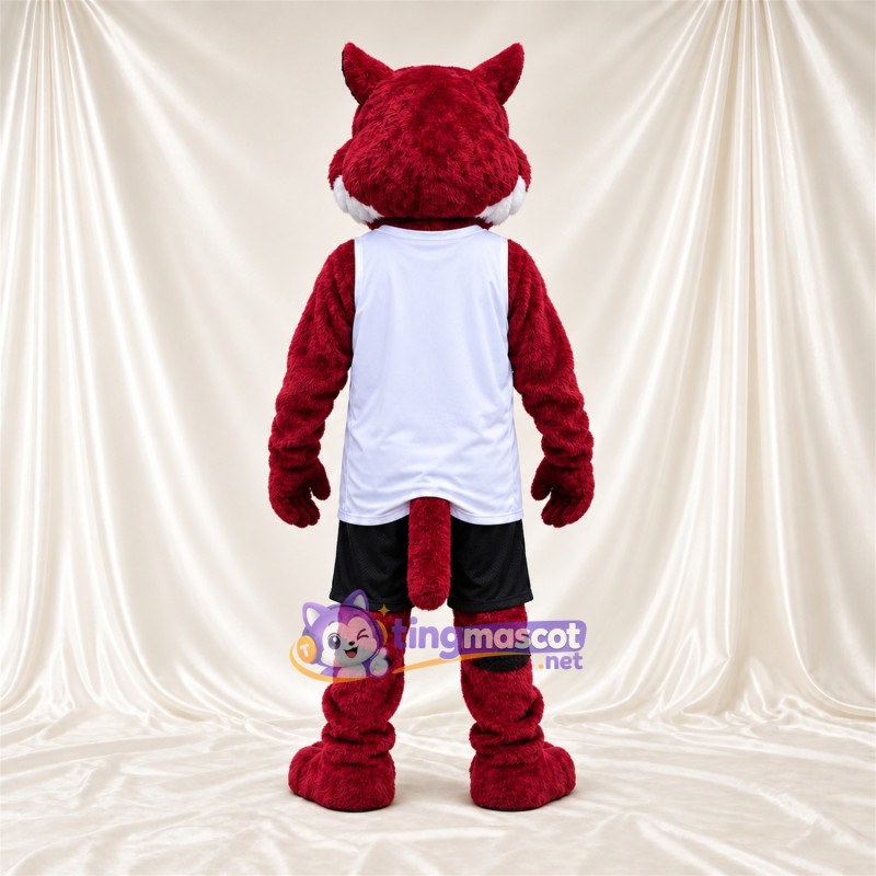 Costume de mascotte Chat sauvage – rouge / noir – Débardeur (blanc); Short (noir) Costume de mascotte Chat sauvage – rouge / noir – Débardeur (blanc); Short (noir)