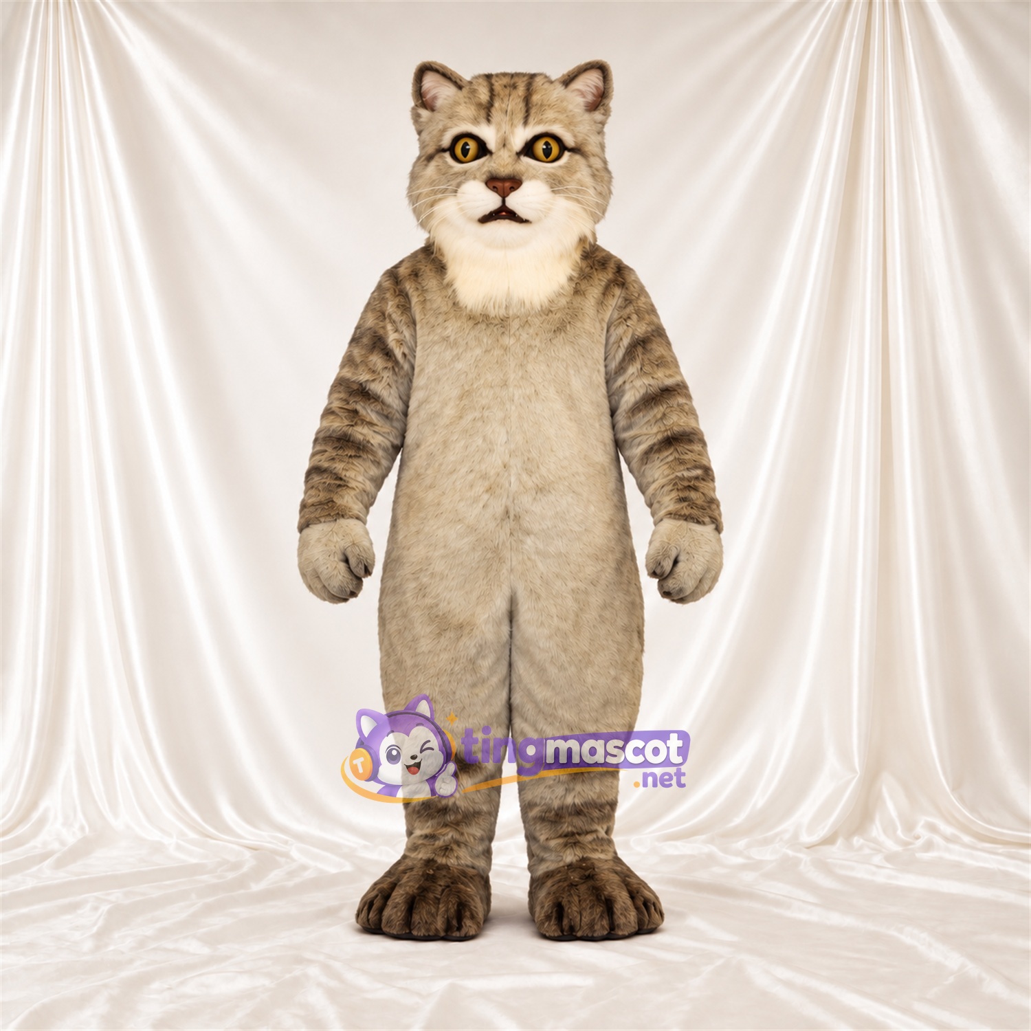 Costume de mascotte Chat tigré – marron / gris Costume de mascotte Chat tigré – marron / gris