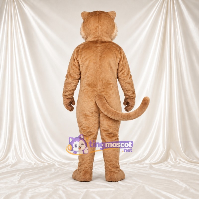 Costume de mascotte Chat sauvage – brun clair / blanc – Torse (crème); Longue queue Costume de mascotte Chat sauvage – brun clair / blanc – Torse (crème); Longue queue