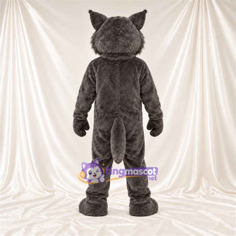 Costume de mascotte Chat sauvage – gris / blanc – Ventre (blanc); Crocs pointus Costume de mascotte Chat sauvage – gris / blanc – Ventre (blanc); Crocs pointus
