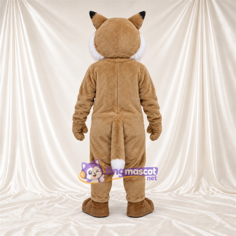 Costume de mascotte Chat sauvage – brun clair / blanc – Ventre (blanc); Bout de la queue (blanc) Costume de mascotte Chat sauvage – brun clair / blanc – Ventre (blanc); Bout de la queue (blanc)