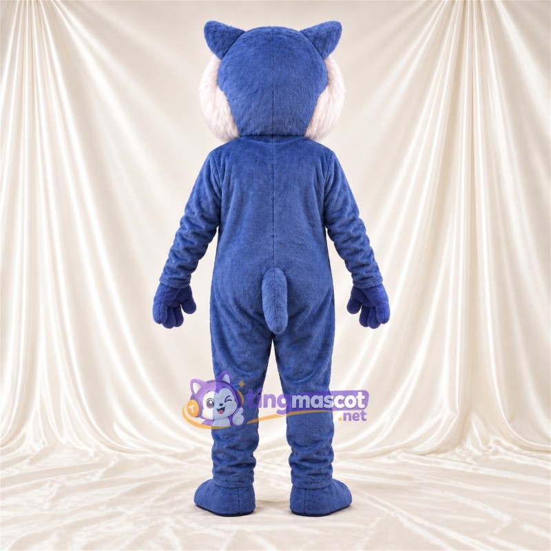 Costume de mascotte Chat sauvage – bleu / blanc Costume de mascotte Chat sauvage – bleu / blanc