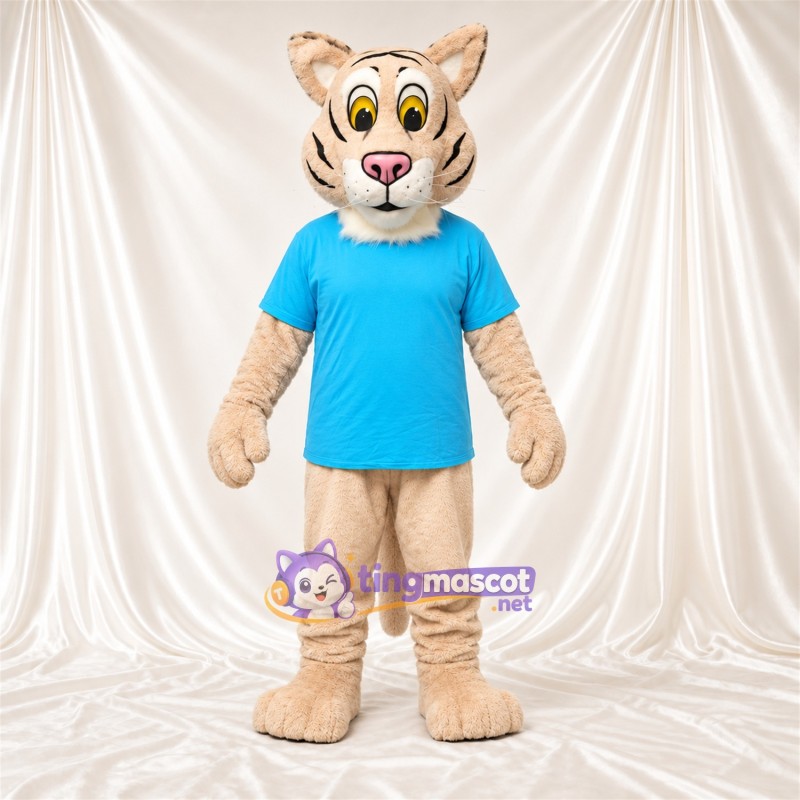 Costume de mascotte Chat – crème – Chemise (turquoise) Costume de mascotte Chat – crème – Chemise (turquoise)