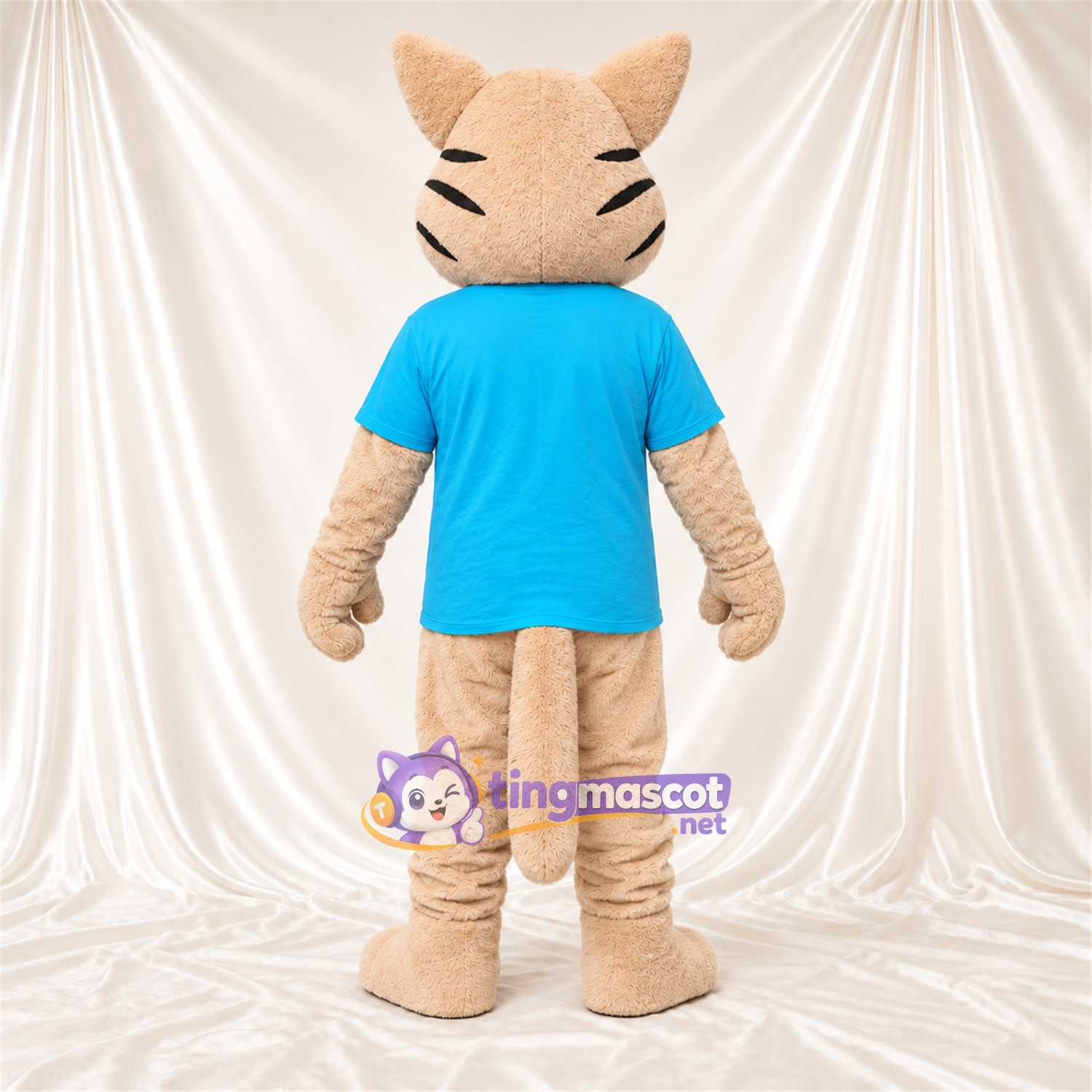 Costume de mascotte Chat – crème – Chemise (turquoise) Costume de mascotte Chat – crème – Chemise (turquoise)
