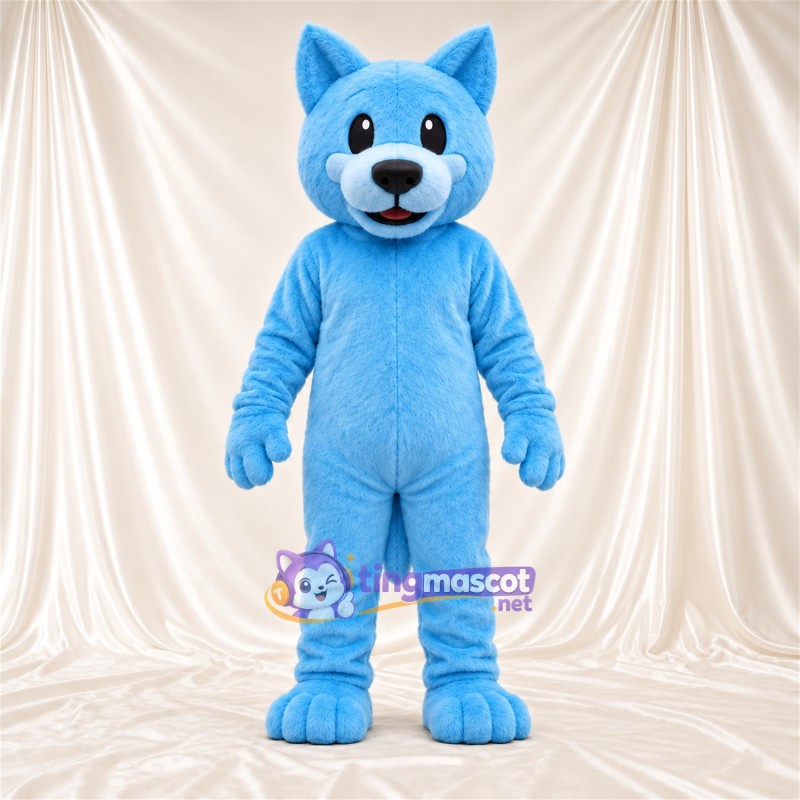 Costume de mascotte Chat – bleu – Oreilles pointues; Museau (blanc) Costume de mascotte Chat – bleu – Oreilles pointues; Museau (blanc)