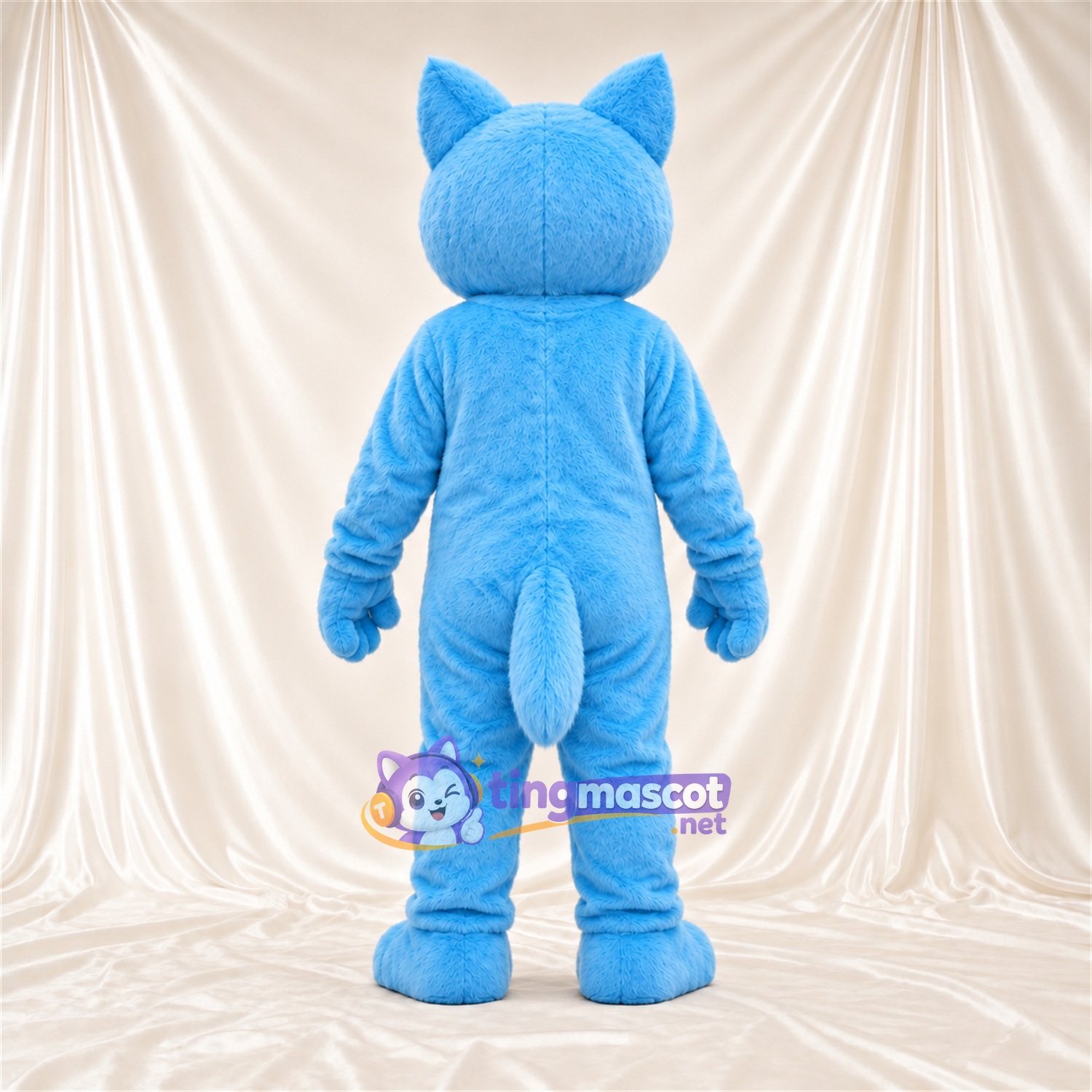 Costume de mascotte Chat – bleu – Oreilles pointues; Museau (blanc) Costume de mascotte Chat – bleu – Oreilles pointues; Museau (blanc)