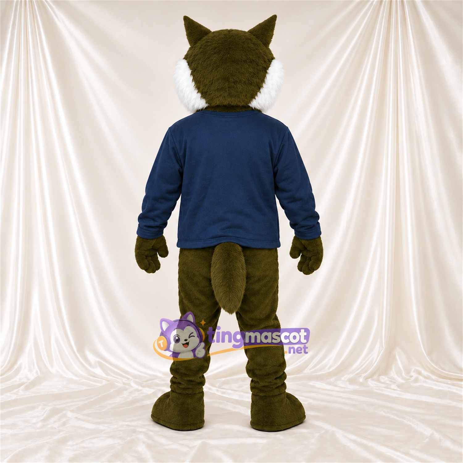 Maskottchenkostüm Husky – dunkelgrün / weiß – Hemd (marineblau) Maskottchenkostüm Husky – dunkelgrün / weiß – Hemd (marineblau)