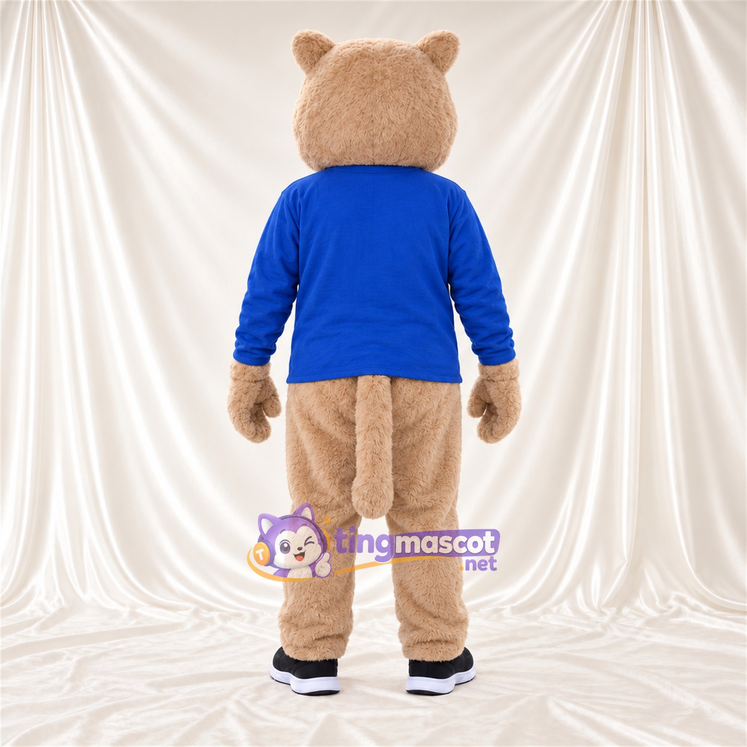 Costume de mascotte Ours – brun clair – Chemise (bleu) Costume de mascotte Ours – brun clair – Chemise (bleu)