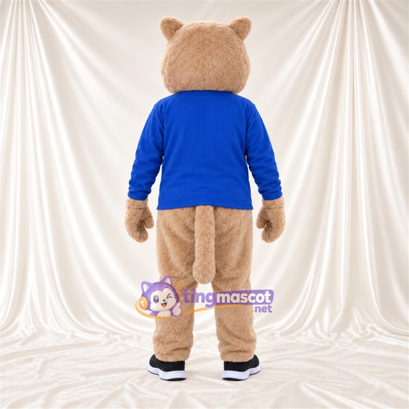 Costume de mascotte Ours – brun clair – Chemise (bleu) Costume de mascotte Ours – brun clair – Chemise (bleu)