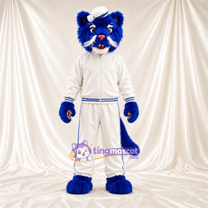 Costume de mascotte Chat – bleu / blanc – Tenue Costume de mascotte Chat – bleu / blanc – Tenue