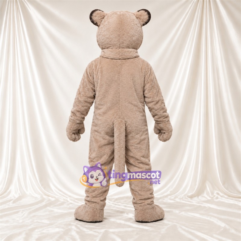 Costume de mascotte Chat sauvage – brun clair – Intérieur des oreilles (gris); Crocs pointus Costume de mascotte Chat sauvage – brun clair – Intérieur des oreilles (gris); Crocs pointus