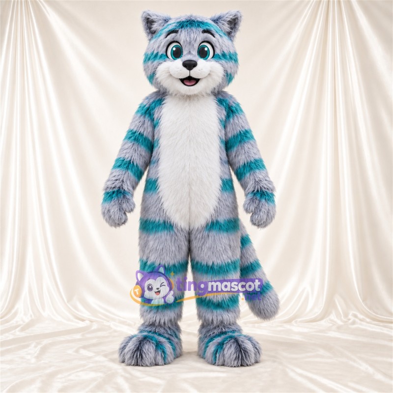 Costume de mascotte Chat – gris / bleu Costume de mascotte Chat – gris / bleu