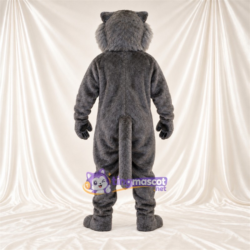 Costume de mascotte Chat sauvage – gris / blanc – Ventre (blanc); Yeux (jaune) Costume de mascotte Chat sauvage – gris / blanc – Ventre (blanc); Yeux (jaune)