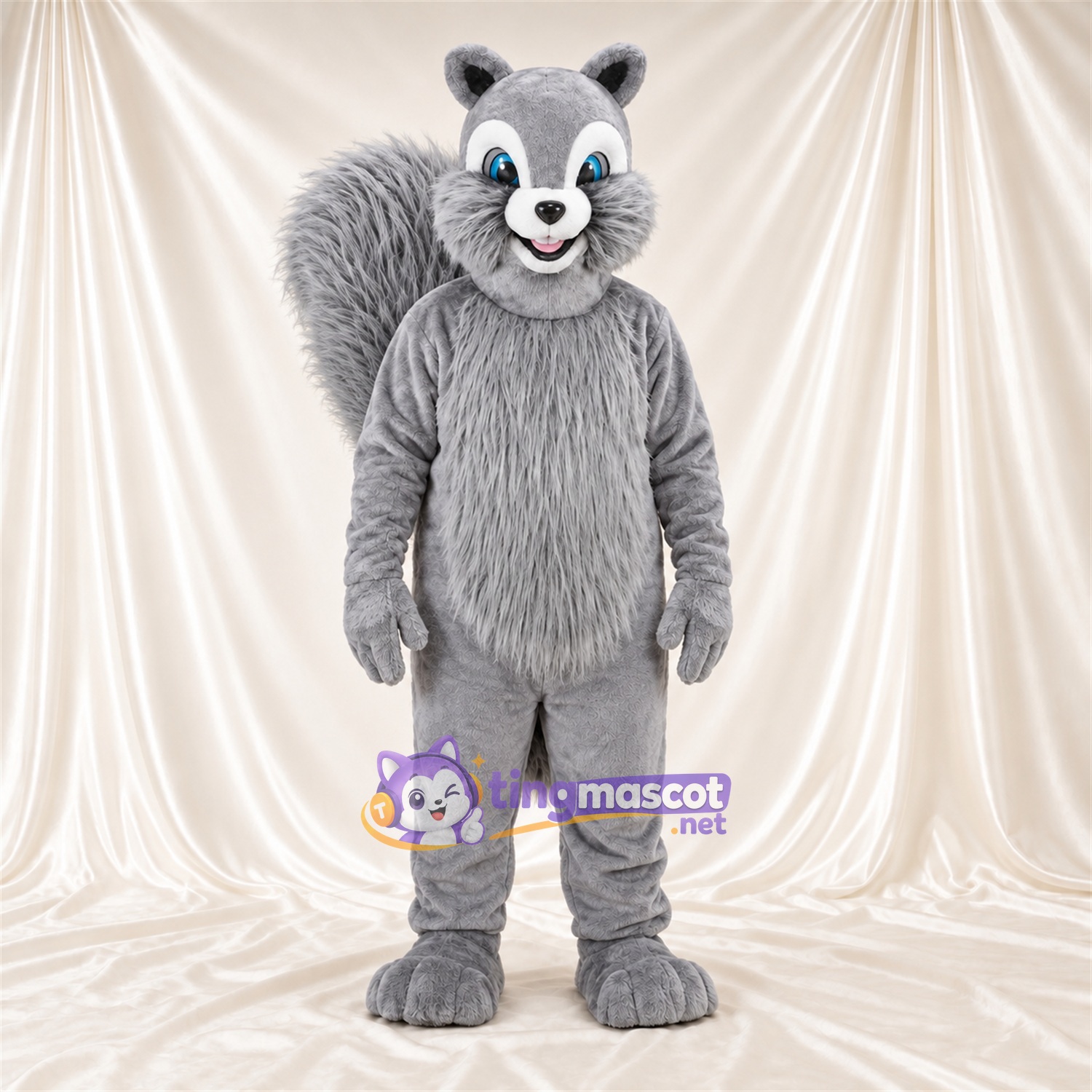 Costume de mascotte Écureuil – gris – Queue touffue; Yeux (bleu) Costume de mascotte Écureuil – gris – Queue touffue; Yeux (bleu)