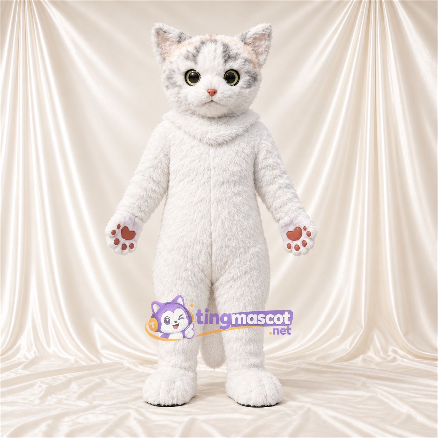 Costume de mascotte Chat – blanc / gris Costume de mascotte Chat – blanc / gris
