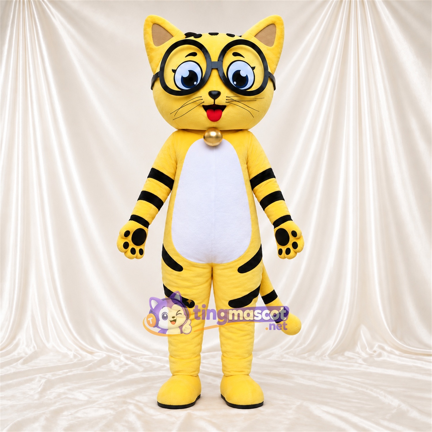 Costume de mascotte Tigre – jaune – Lunettes Costume de mascotte Tigre – jaune – Lunettes