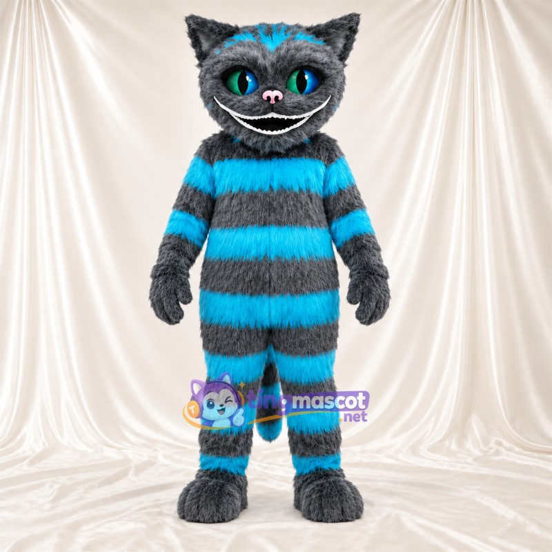 Costume de mascotte Chat – gris / turquoise