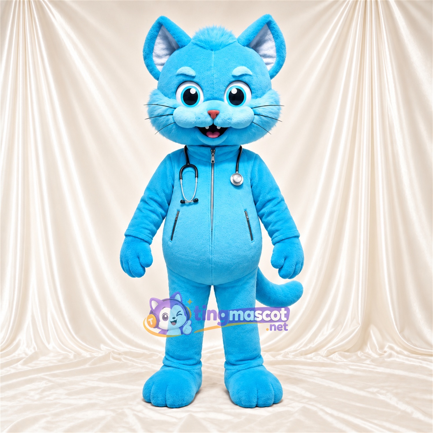 Costume de mascotte Chat – bleu – Survêtement (bleu) Costume de mascotte Chat – bleu – Survêtement (bleu)