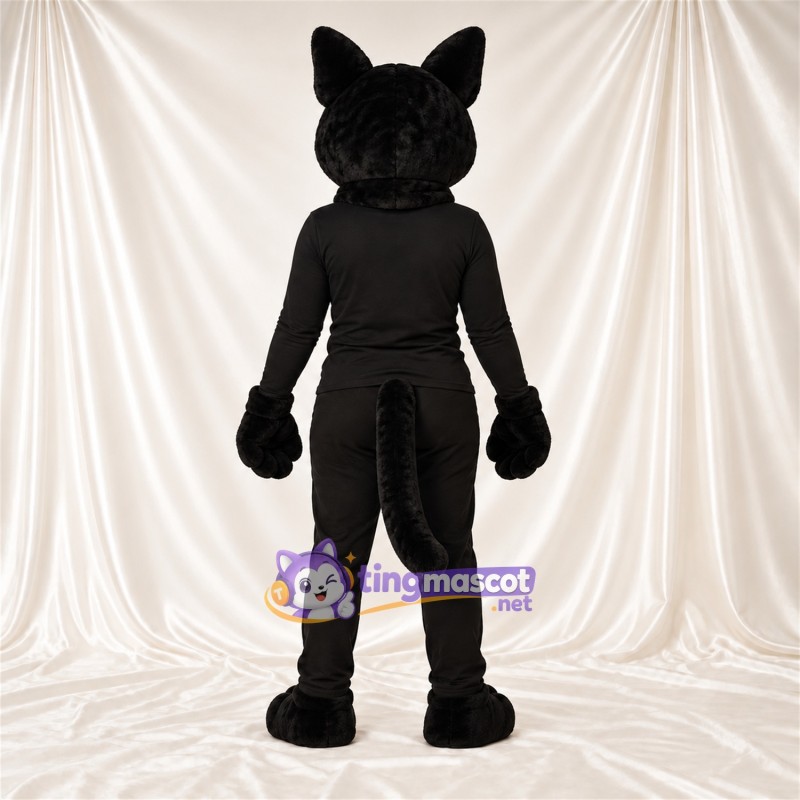 Costume de mascotte Chat – noir – Coussinets (gris); Yeux (jaune) Costume de mascotte Chat – noir – Coussinets (gris); Yeux (jaune)