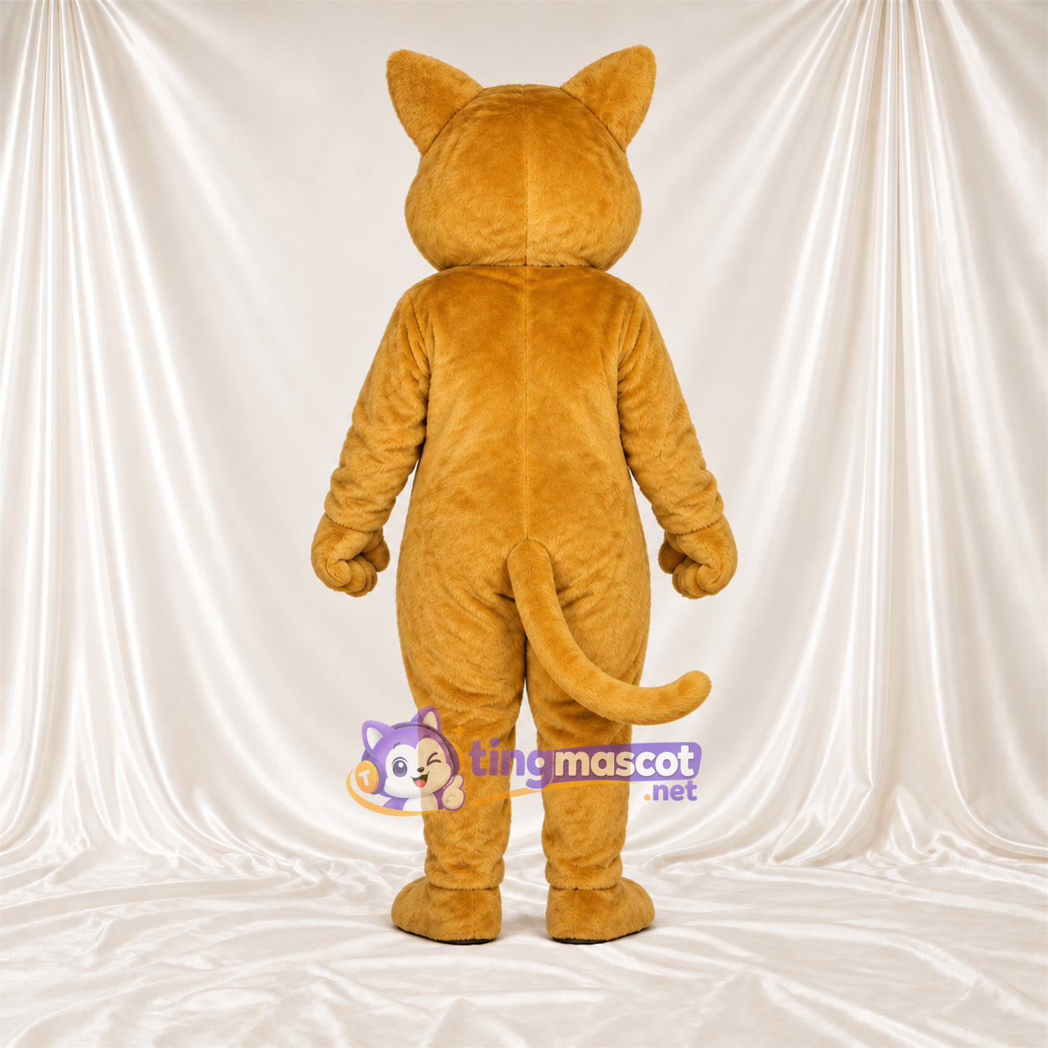 Costume de mascotte Chat – brun clair – Queue enroulée; Museau (blanc) Costume de mascotte Chat – brun clair – Queue enroulée; Museau (blanc)