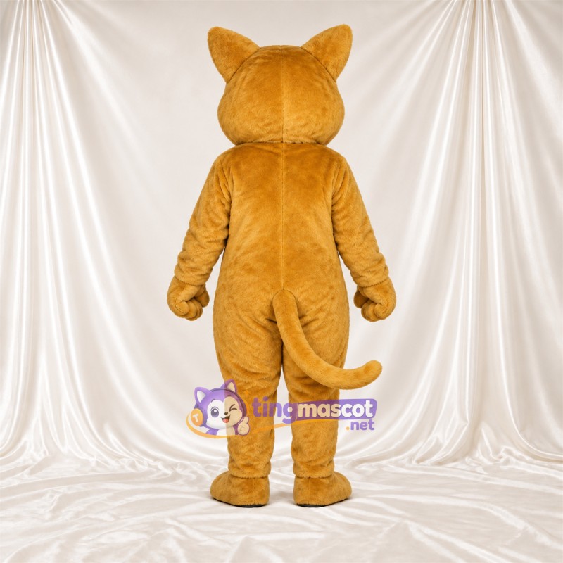 Costume de mascotte Chat – brun clair – Queue enroulée; Museau (blanc) Costume de mascotte Chat – brun clair – Queue enroulée; Museau (blanc)