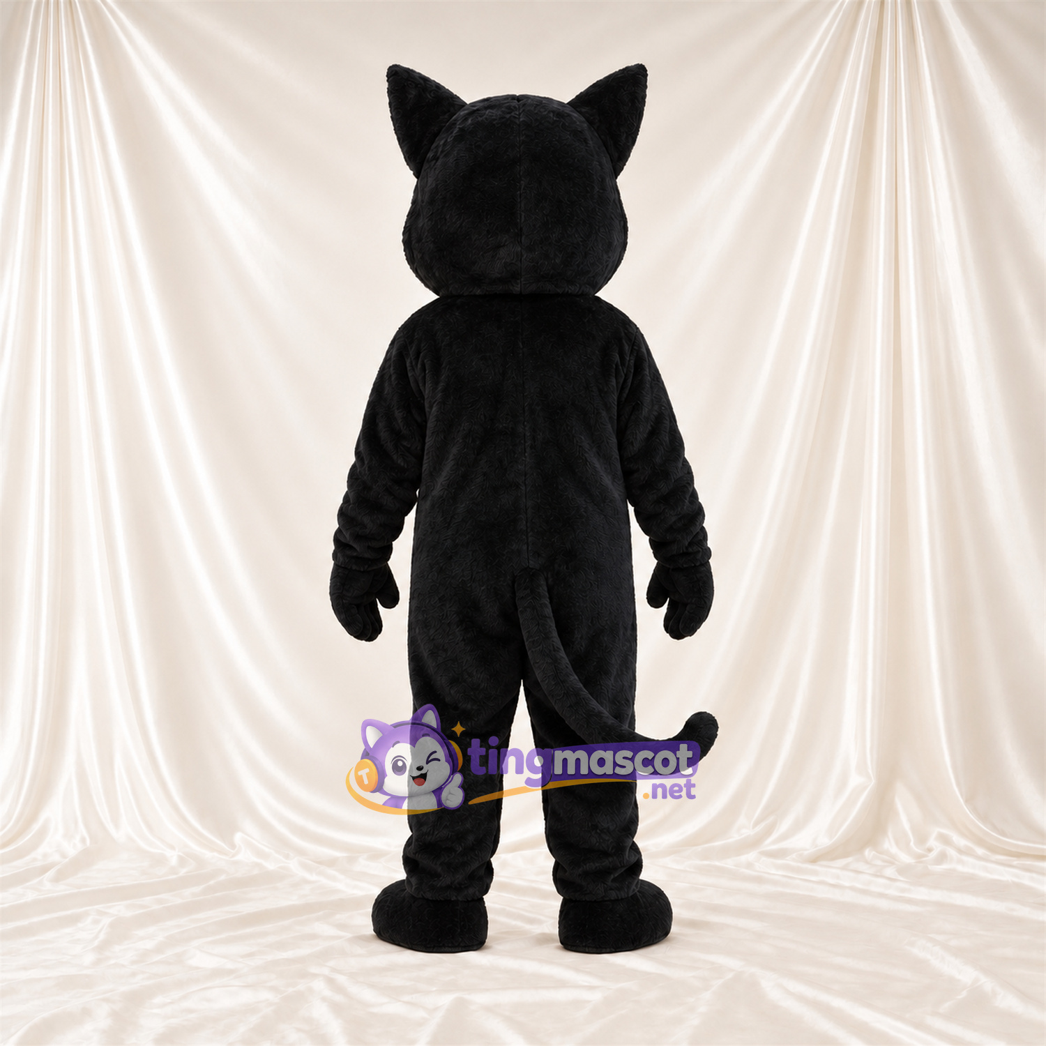 Costume de mascotte Chat – noir – Intérieur des oreilles (rose); Museau (gris) Costume de mascotte Chat – noir – Intérieur des oreilles (rose); Museau (gris)