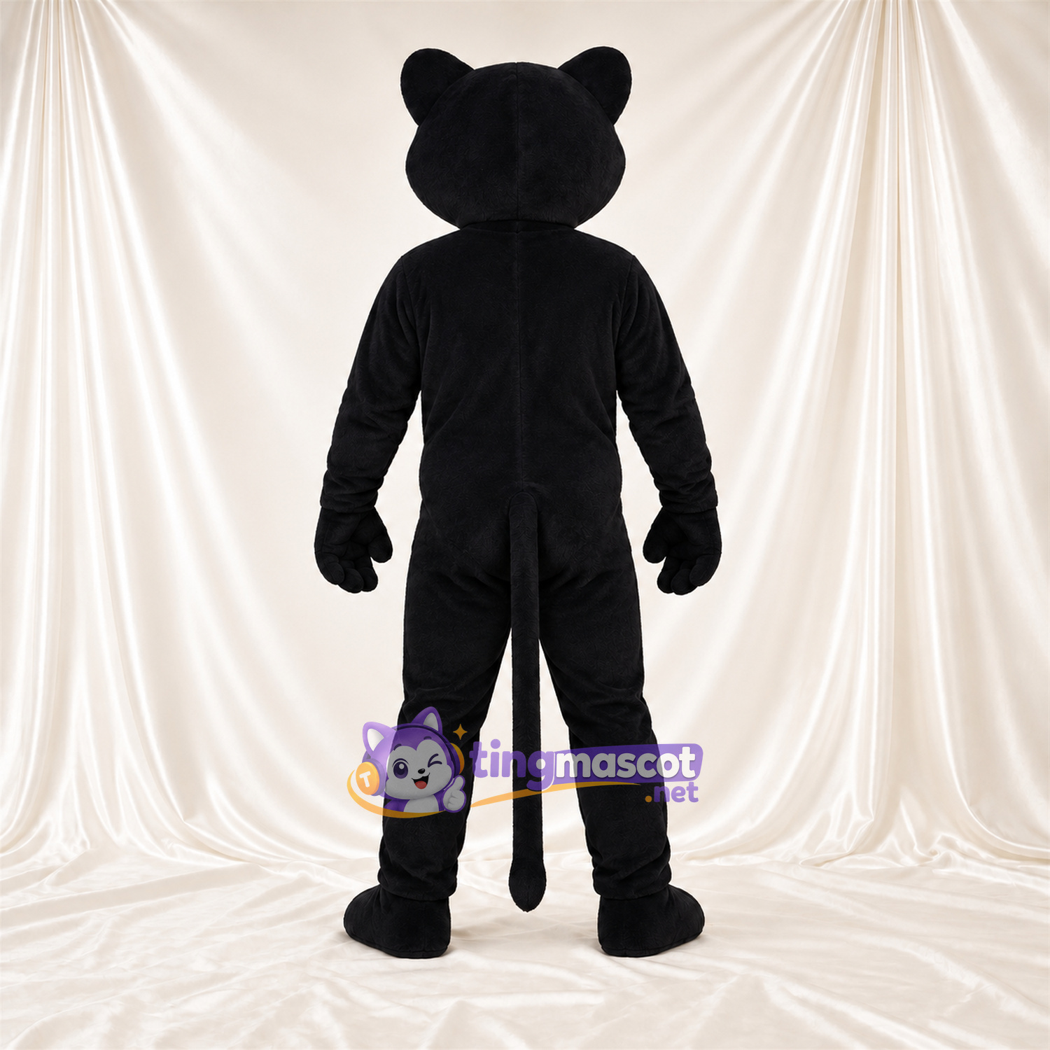 Costume de mascotte Chat – noir – Torse musclé; Yeux (vert) Costume de mascotte Chat – noir – Torse musclé; Yeux (vert)