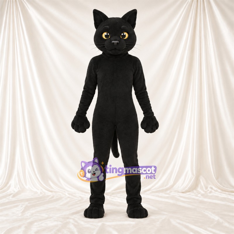 Costume de mascotte Chat – noir – Longue queue; Yeux (jaune) Costume de mascotte Chat – noir – Longue queue; Yeux (jaune)
