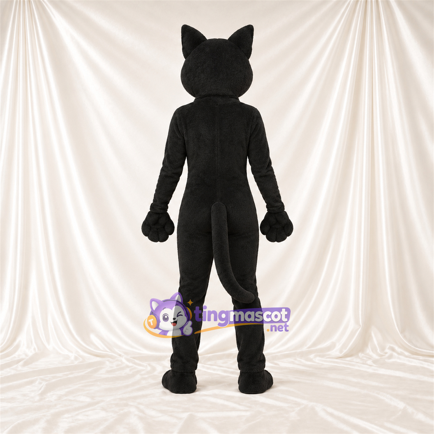 Costume de mascotte Chat – noir – Longue queue; Yeux (jaune) Costume de mascotte Chat – noir – Longue queue; Yeux (jaune)
