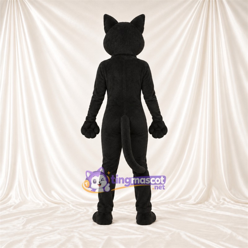 Costume de mascotte Chat – noir – Longue queue; Yeux (jaune) Costume de mascotte Chat – noir – Longue queue; Yeux (jaune)