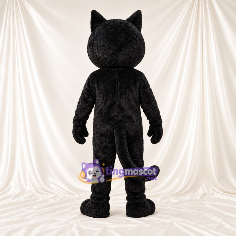 Black and White Cat Mascot Costume - Curled Tail and White Face Black and White Cat Mascot Costume - Curled Tail and White Face